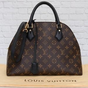 Louis Vuitton Alma B'N'B Monogram Shoulder Bag Black Brown Satchel Purse Tote LV